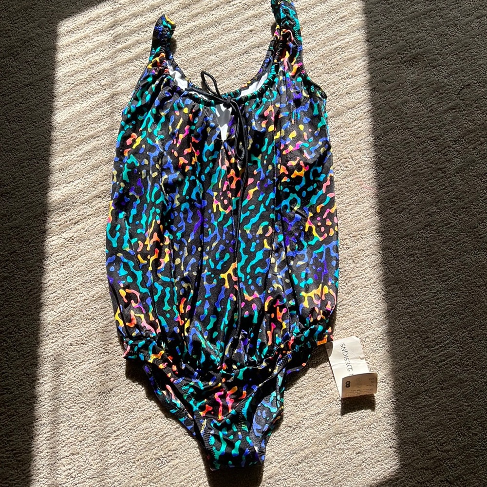 VINTAGE 90s MATERNITY SWIM SUIT ONE PIECE PREGNANCY 6 8 S M NWT SUSAN ALLEN